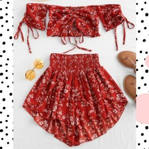 Zaful Red Shorts Set